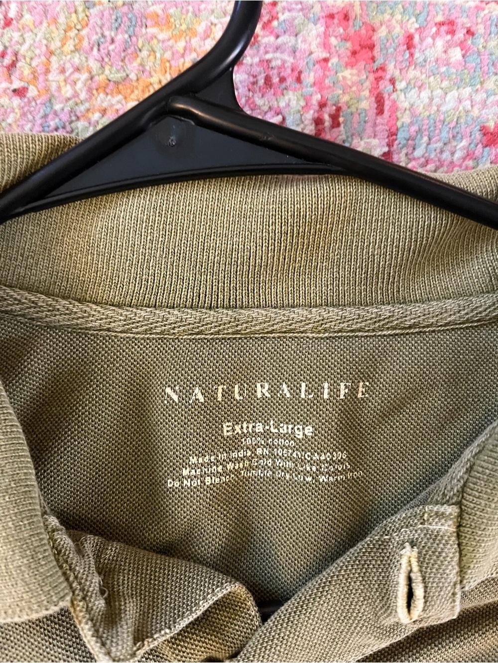 Natural Life Men’s GORPCORE Vintage 90s Olive Green Polo Shirt - XL